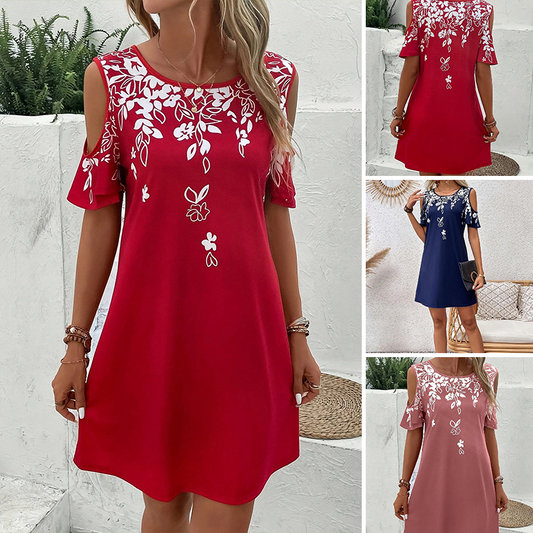 Миди рокля с флорален принт и изрязани ръкави 🌸