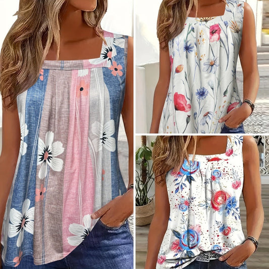 🌸Дамски небрежен топ без ръкави с печат