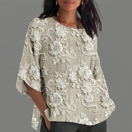 🌺3/4 ръкав 3D цветен печат свободен топ