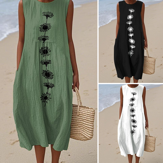 Макси рокля без ръкави с флорален принт