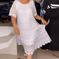 💝едноцветна дантелена рокля с къс ръкав👗