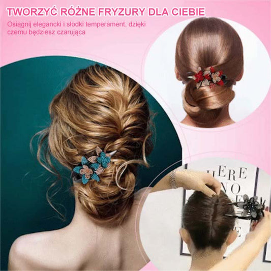 🌺 Шнола за коса с двойно цвете от планински кристал