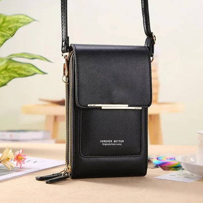 🏆Последен ден промоция!!👜📱Просто и елегантно дамско кръстосано тяло за телефон с портфейл с тъчскрийн