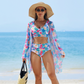 🌞 S-2XL 🏖️ Дамски моден многоцветен печатан бански от 3 части 👙