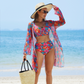 🌞 S-2XL 🏖️ Дамски моден многоцветен печатан бански от 3 части 👙
