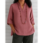 V-Neck & Mid-Sleeves Loose Top