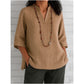 V-Neck & Mid-Sleeves Loose Top