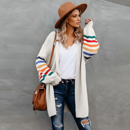 Модерно пуловер-палто с райета