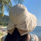 🌞👒 Дамска сгъваема шапка с широка периферия и панделка – 360° UV защита, дишаща и стилна за плаж и лято | -50% ОТСТЪПКА 🔥