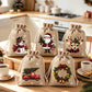 🎅 50% OFF NOW! 🎄 Christmas Drawstring Gift Bags – Santa, Snowman & Reindeer Prints, Reusable Holiday Treat Bags for Gifting & Party Favours